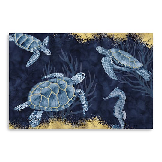 Deep Blue Sea II On Blue Gold Canvas Giclee
